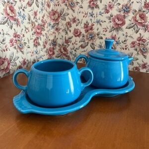 *RETIRED* NWT Fiesta Peacock Blue Sugar and Creamer 5 piece Set